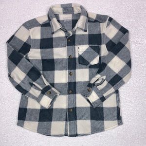 Jumping beans fleece ivory grey Buffalo check button down size 5